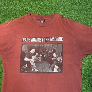 Vintage 90s Rage‎ Against The Machine T Shirt Large Giant Tag Red Band Tee 1997